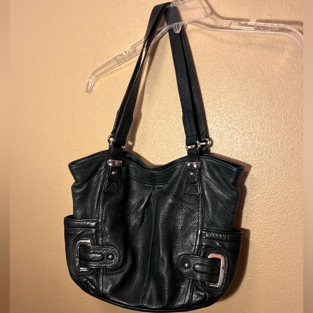 Leather Makowsky Dark green purse great condition some interior stains see pics